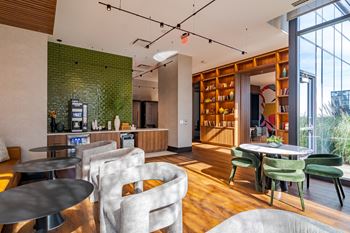 Modern co-working lounge at 903 peachtree apartments in atlanta, ga 30309